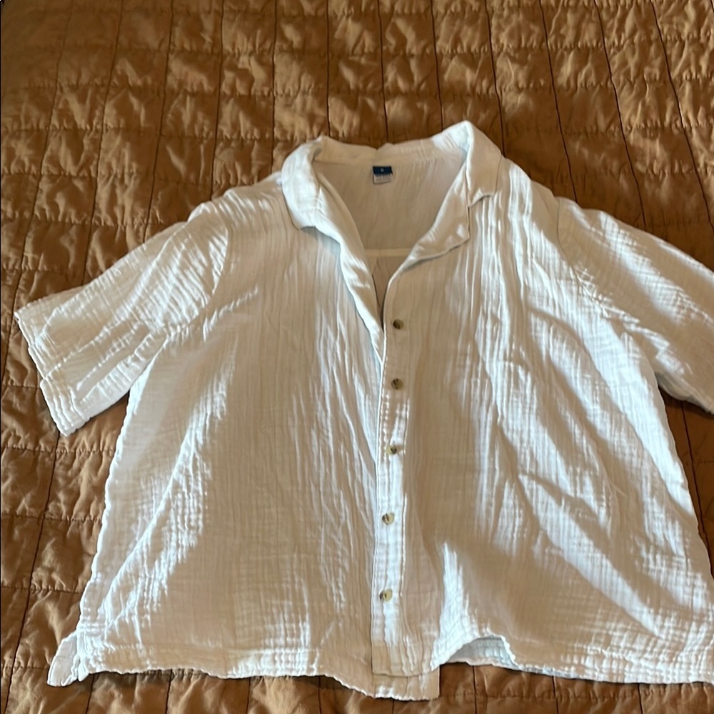 Old Navy White Gauzy Button-Up Shirt